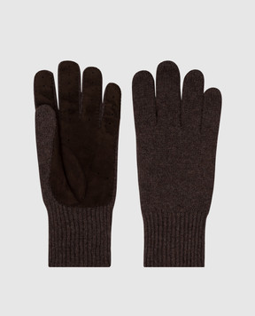 Brunello Cucinelli Коричневые комбинированные перчатки M2292118