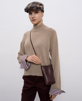 Brunello Cucinelli Коричнева шкіряна сумка-міні з логотипом MWTKD2739P