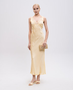Twinset Жовта сукня міді з мереживом 251TP2370