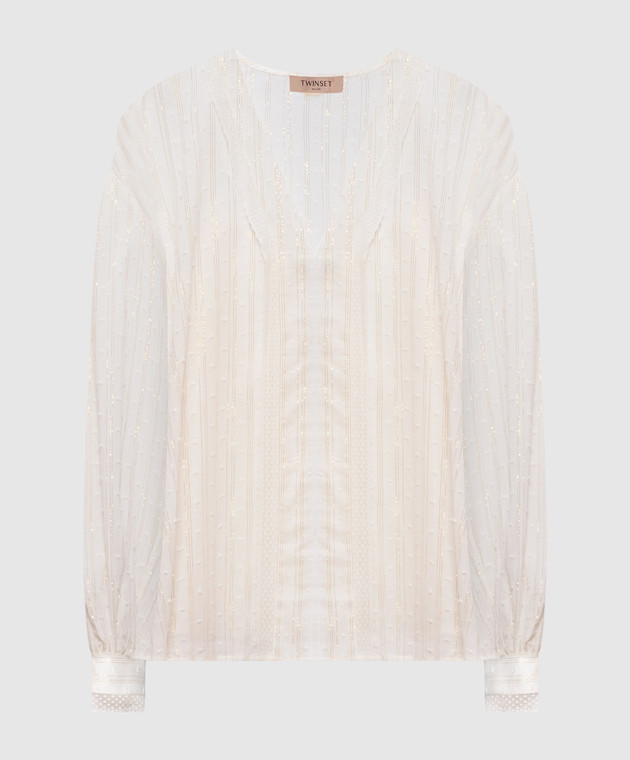 Twinset Бежева блуза з люрексом 251TT2381