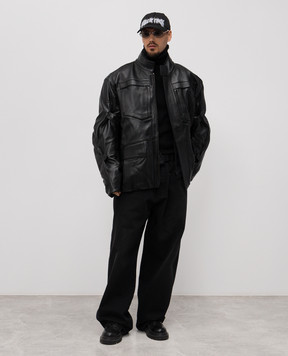 Vetements Комплект із чорної шкіряної куртки, та стьобаної куртки UH76LJ750BC
