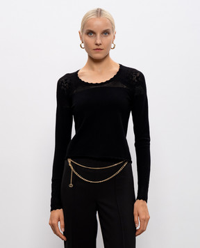 Twinset Чорний джемпер з логотипом 252TP3082