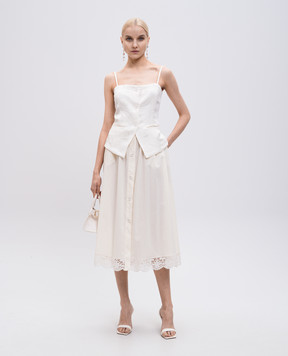 Twinset Белый топ с леном в узор. 251TT2174