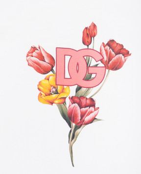 Dolce&Gabbana Дитяча біла футболка з квітковим принтом L5JTNKG7NOB56