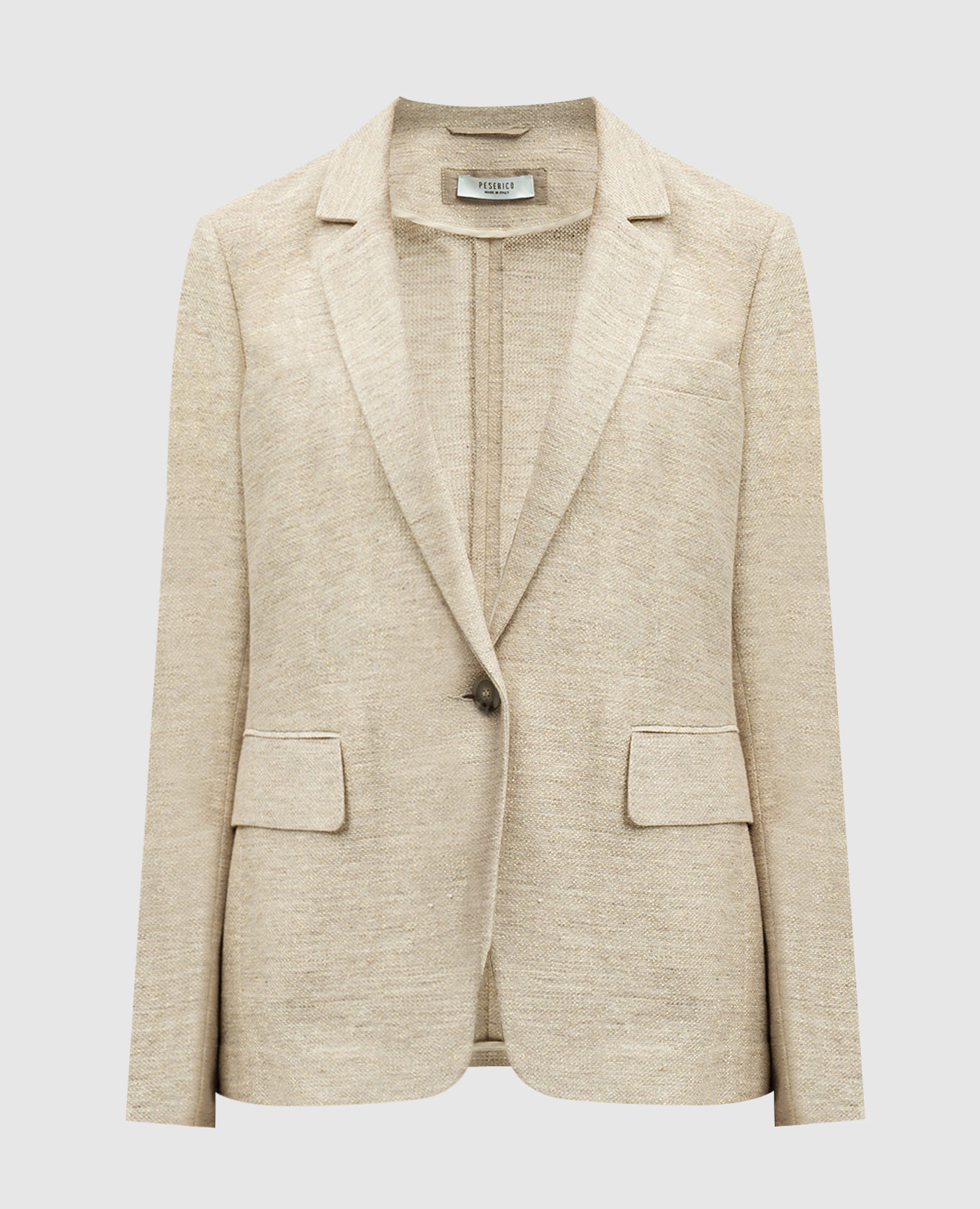 

Бежевый жакет с леном с люрексом., Жакеты