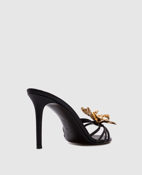 Giuseppe Zanotti Чорні шкіряні мюлі з металевим елементом E500048