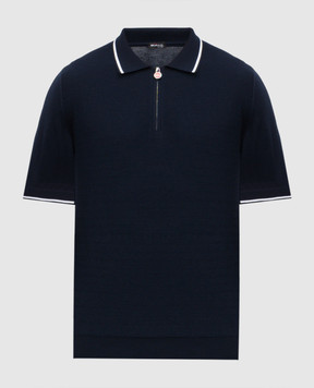 Kiton Синее поло в тканый узор UMK0713