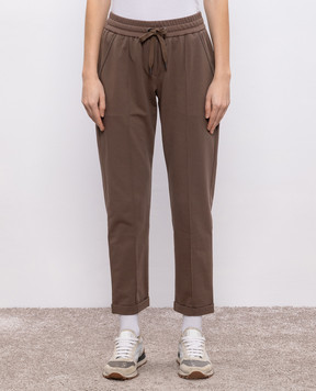Brunello Cucinelli Коричневые спортивные штаны с цепочкой мониль MH827FB799