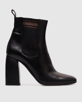 Brunello Cucinelli Чорні шкіряні ботільйони MZPRC1231