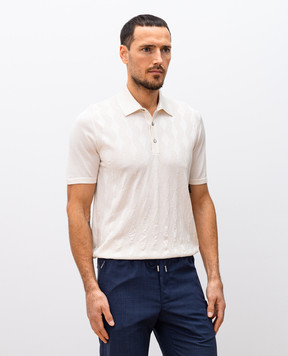 Bertolo Cashmere Белое поло из шелка в тканом узоре. 902458002471