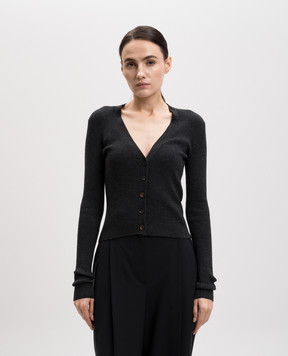 Brunello Cucinelli Серый кардиган из шерсти и кашемира в рубчик. MLV110206