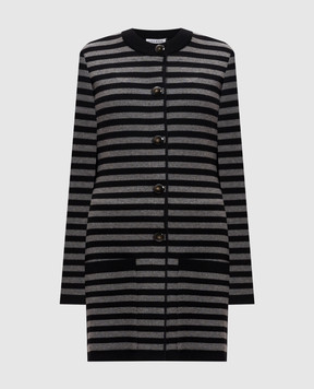 Sonia Rykiel Чорний кардиган з вовни та кашеміру в смужку 16177506