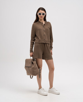 Babe Pay Pls Костюм кольору хакі із кардигана і шортів з льону MD9762307420R