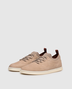 Loro Piana Бежевые кроссовки Soho из нубука FAL2899