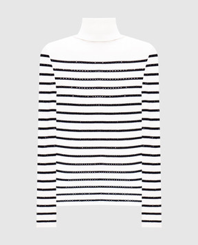Allude Белый гольф из шерсти и кашемира в полоску с кристаллами. 24517821