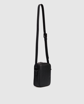 Kiton Чорна шкіряна сумка з фактурним логотипом UBA0112N01269
