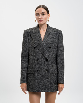 Dolce&Gabbana Сірий двобортний жакет з вовною у візерунок F293DTFCZAF