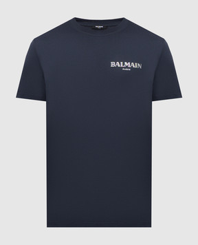 Balmain Синяя футболка с логотипом EH0EF000BC98
