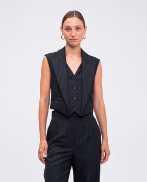 Alexander McQueen Черный жилет из шерсти в полоску 798502QJAEI