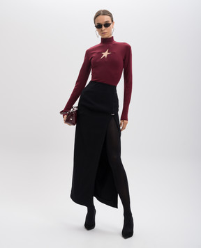 Thierry Mugler Чорна спідниця міді з фігурним розрізом 24F1JU0533470