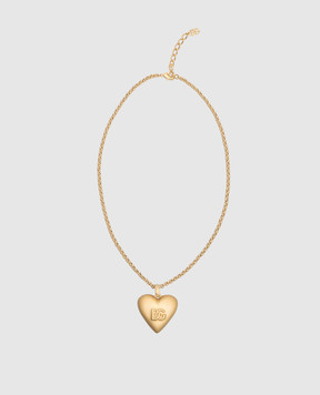 Dolce&Gabbana Золотистий ланцюжок з підвіскою у формі серця з логотипом WNQ8S3W1111
