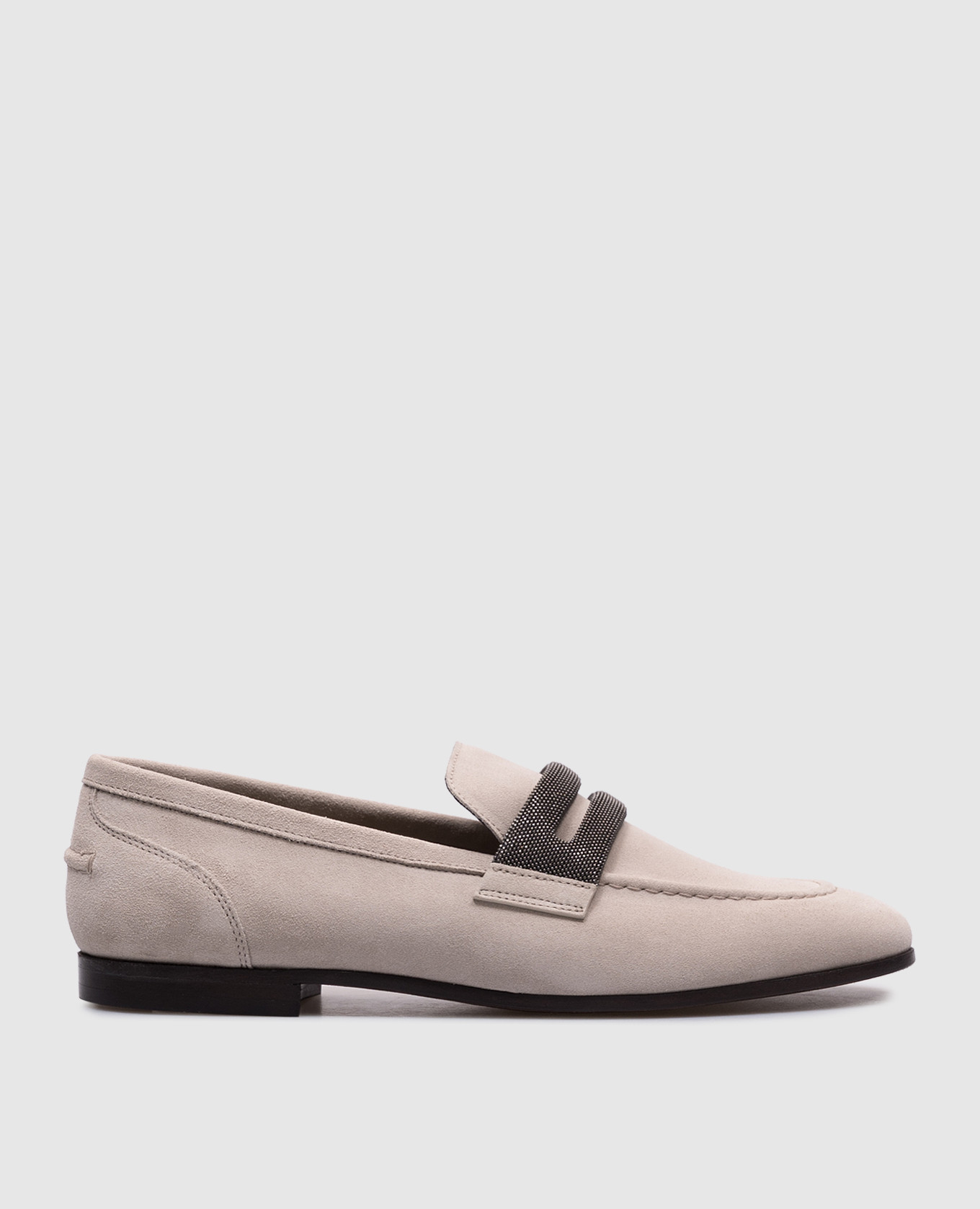 

Серые замшевые лоферы с цепочкой мониль, Серый, Лоферы