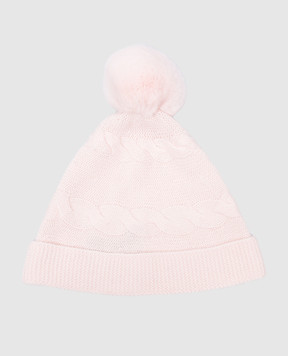 Loro Piana Дитяча рожева шапка з кашеміру з хутром F3FAG3884