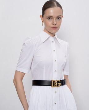 Dolce&Gabbana Чорний шкіряний пояс з монограмою логотипа BE1446AW576