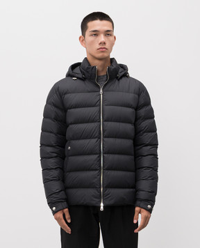 Moncler Синяя пуховая куртка с нашивкой логотипа K20911A00129549SK