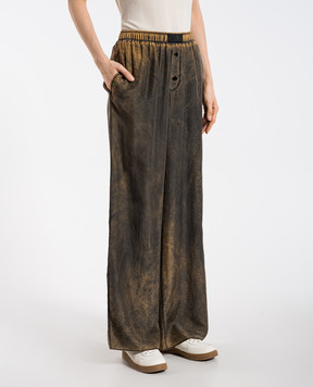 Maison Margiela MM6 Жовті штани із шовку з ефектом потертості S52KA0523M35244