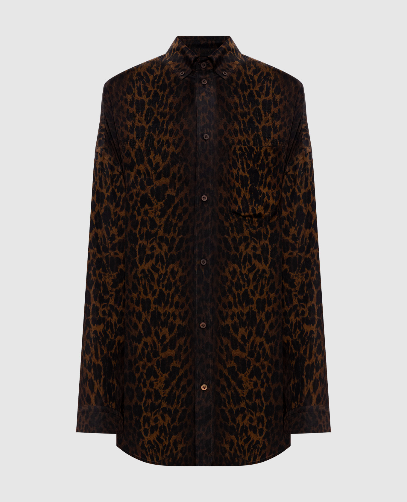 

Коричневые блузки из шелка в анималистичный принт., Коричневый, Блузы