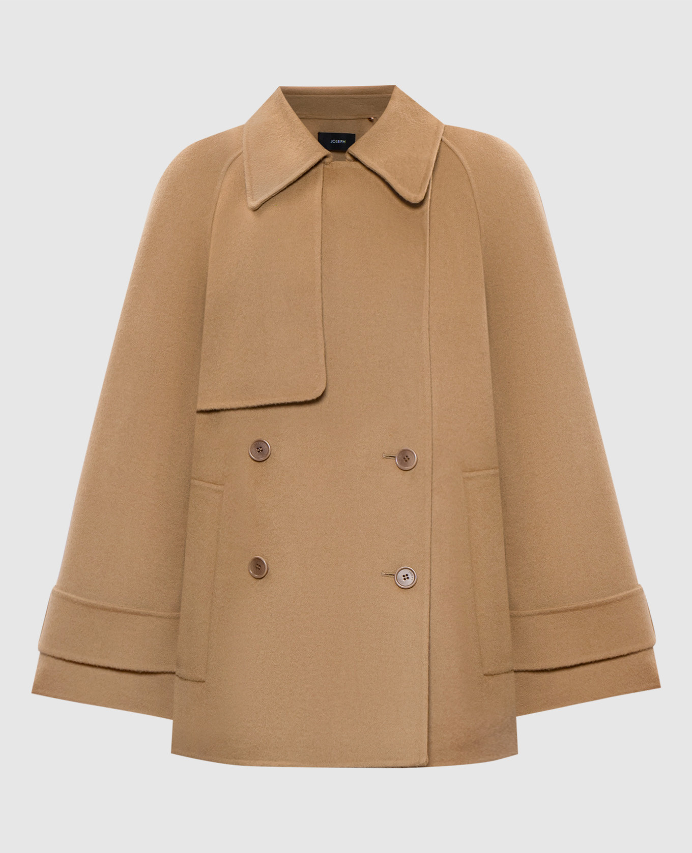 

Коричневое двубортное пальто из шерсти и кашемира, Коричневый, Пальто