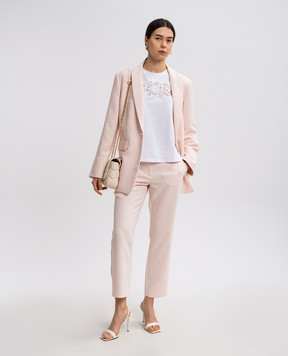 Twinset Біла футболка з мереживом з вишивкою логотипа 251TP2073