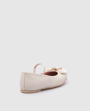 Pretty Ballerinas Дитячі шкіряні лаковані бежеві балетки Hannah з кристалами 51255