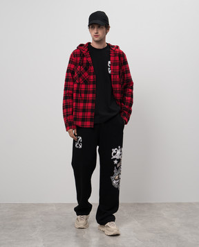 Off-White Червона сорочка в клітинку з капюшоном OMGE031C99FAB001sh