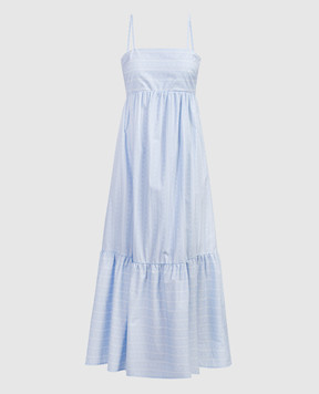 Twinset Голубое платье с воланом в принт логотипа 241TF2022