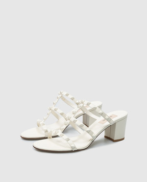 Valentino Білі шкіряні мюлі Rockstud 4W2S0C47VB8
