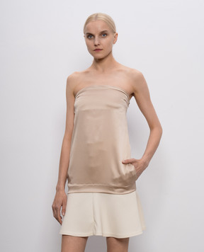 Brunello Cucinelli Бежевий топ із шовку з кишенями M0C5937619