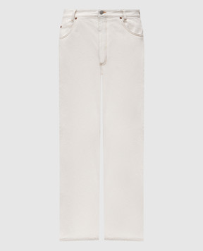 Maison Margiela MM6 Бежевые джинсы с патчем логотипа SH2LA0022M30018
