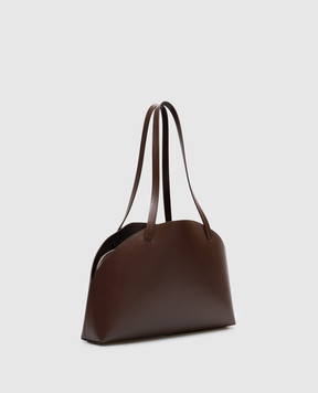 Jil Sander Коричневая кожаная сумка-тоут Curve Shoulder с логотипом J07ZH0054P7101