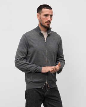 Brunello Cucinelli Сірий кардиган з вовни та кашеміру M2400106