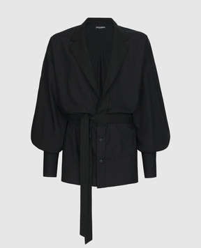 Dolce&Gabbana Чорна блуза з поясом G2SV4TFU5T9