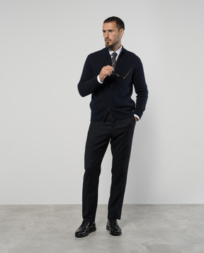 Canali Синий кардиган из шерсти и кашемира MK02164C0022