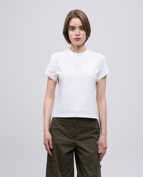 Off-White Белая футболка с эмблемой OWAA112S25JER002