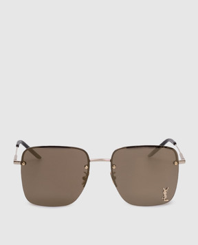 Saint Laurent Золотисті сонцезахисні окуляри з логотипом 652363Y9902