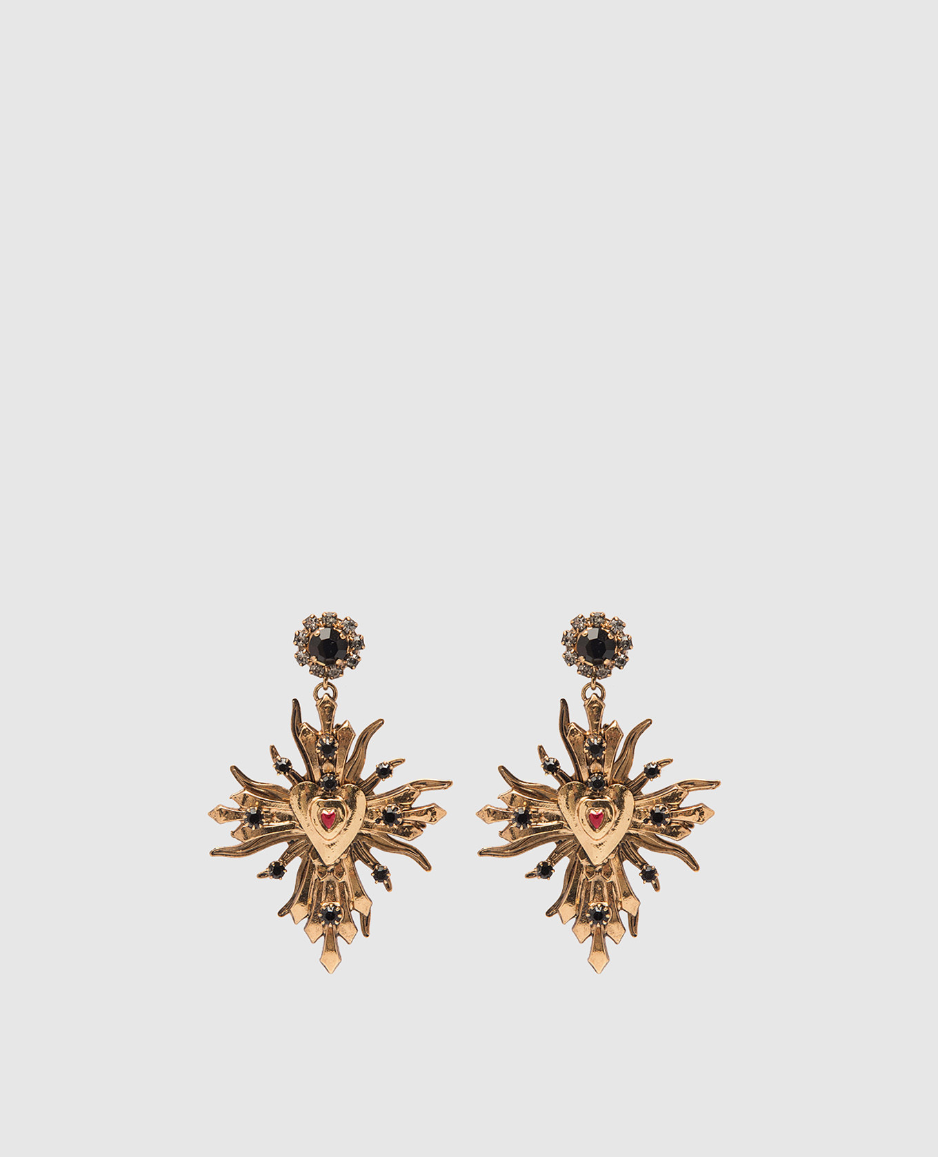 

Золотые серьги Paia or cuore с кристаллами., Золотистый, Серьги