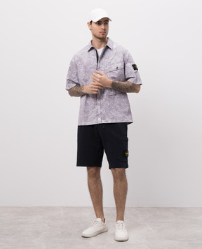 Stone Island Сині шорти-карго з патчем з емблемою логотипа K1S156200012S0051