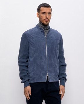 Brunello Cucinelli Голубая комбинированная куртка с замшей M0PCL2030
