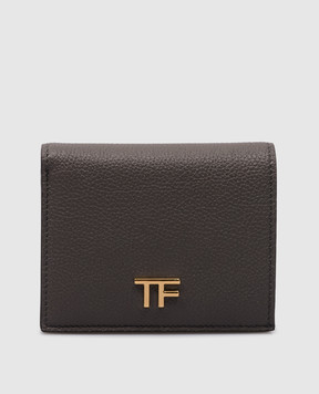 Tom Ford Коричневий шкіряний гаманець з металевим логотипом S0478LCL095G