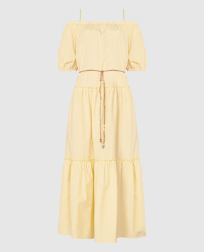 Peserico Желтое платье с воланами S02022A02769